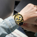 PINTIME Sport Man Watch Casuals Silicone Strap Fashion Quartz Wristwatch Waterproof 30m Six-Hand Dial Clock Relogios Masculino