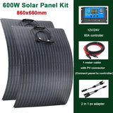 600W 300W Solar Panel+60A Controller 18V Flexible Monocrystale Solars Cell Power Charge for Outdoor Camping Yacht Car RV Boat