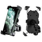Waterproof Universal Adjustable Stainless Steel Motorcycle Phone Mount Holder Handlebar Rear-View Mirror Mounted 360 Rotation
