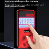 Portable Mini FM Radio Digital Receiver Music Player Support U Disk TF Card Time Display Headphone Play with Illuminated Button