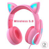 Cat Ear Headphone Girl Cute Kids Headset children's Bluetooth Headphones With Microphone for Early Education Headset