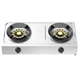 Household Strong Fire Stainless Steel Double Gas Stove - Desktop for Kitchen
