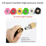 Pressure Washer Wand Car Wash Gun Extension 9 Pack - With 6 Nozzles, 60° & 90°, Curved Rod, 1/4'' Quick Connect