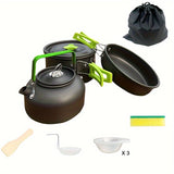 1 Set Camping Outdoor Cookware, Portable Combination Set Pot/ Teapot Combination Set,Backpacking Gear Cooking Equipment