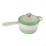 1pc, Enameled Cast Iron Saucepan (17.78cm), Enamel Sauce Pan With Lid, Saucier, Kitchen Utensils, Kitchen Gadgets