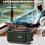 12000mAh Emergency Portable Radio - Hand Crank Solar, AM/FM/NOAA, with Flashlight & Reading Lamp