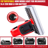 40W 4200LM LED Work Light Spotlight Rechargeable Outdoor Camping Lamp Flashlight for Milwaukee 14.4V-18V Li-ion Battery