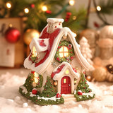 Glowing Cabin House with Led Lights Story Village Houses Festival Ornament Christmas Atmospheres Decor Props