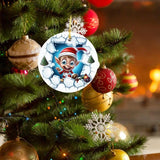 Tree Acrylic 3D Visual Effect Round Christmas Winter Fesitval Theme Decorative Ornaments For Car