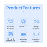 For POWKIDDY X55 Retro Game 16G+64G RK3566 5.5 INCH 1280X720 IPS Screen Open-Source ux Handheld Video Console