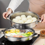 1pc Stainless Steel Saucepan, Steamer Pot, Soup Pot, Suitable For Hot Pot, Steaming Crab, For Home Kitchen Restaurant