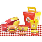 Simulation Wooden Hamburger Fries Fast Food Model Set Pretend Play Toy Creating Stacking Burger Combinations Kids