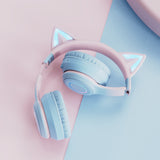 2022 LED Cat Ear Bluetooth 5.1 Wireless Headphones Young People Kids Headset Support 3.5mm Plug With Detachable Mic