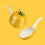 1pc, Saucepan With Lid (16.0cm), Yellow Tomato Shaped Sauce Pan With Cover, Cute Kawaii Sauce Pot, Vegetable Saucier