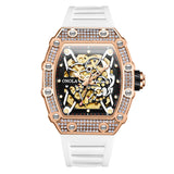 ONOLA Luxury Diamond Inlaid Square Design Men Watch Fully Automatic Mechanical Tape Waterproof Man WristWatch Relogio Masculino