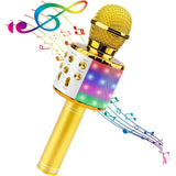 Wireless Karaoke Room Microphone Portable Bluetooth Speaker Recorder Home KTV Player LED Light Christmas Gift