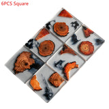 6PCS/Set Resin Pine Coasters Heat Resistant Placemats Drink Mat Tea Coffee Cup Pad Waterproof Non-Slip Creative Decor Natural