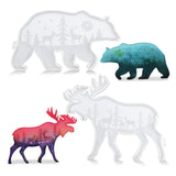 2Pcs Kit Deer Bear Decor Large Molds Silicone Casting For DIY Resin Home Decoration