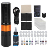 Tattoo Machine Pen Kit Tattoo Motor Pen Set 10 Colors Pigment 2400mah Built In Battery Liner Shader for Tattoo Training Center