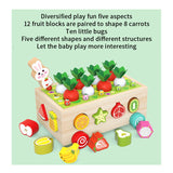 Multifunctional From 1 2 3 Years Plug-In Gift Toy Sorting Game Wooden Puzzle Carrot Harvest Easy To Use