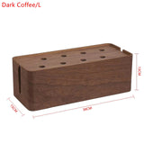 1PCS Wooden Table Wire Cable Organizer Solid Wooden Junction Box Cable Winder Storage Box Desktop Clip Holder For TV Box