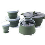 Foldable Camping Cook Pot Kettle and Tableware - Heat Resistant with Folding Bowl and Cup for Hiking and Backpacking