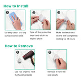 Adhesive Wall Hooks Bathroom Waterproof Stainless Steel Towels Hooks,For Coat Hat Robe,Waterdrop(Sier,6 Packs)