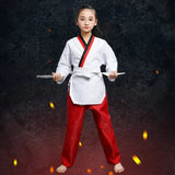 White Taekwondo Long Sleeves Martial Arts Karate Jujitsu Gym Training Uniforms with Belt for Children Adults Unisex