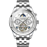 GUANQIN Tourbillon Waterproof Stainless steel Men's watches Mechanical Moon Phase Automatic watch for men Sapphire mirror Watch