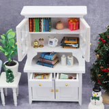 1/12 Doll House Wooden Vertical Cabinet Study Room Micro-Scene Bookcase For Dollhouse Decoration Furniture