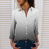 Women's 3D Digital Printing Gradient Color Polo Collar Top Youth Simplicity Casual Ladies Shirt