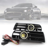1 Pair Car Auto White Front Bumper Grilles Replacement For VW Golf 4 1998-2004 Angel Eyes Lamp LED Running Fog Light