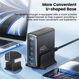 Toocki 140W GaN 5in1 Desktop Fast Charge USB Type C LED Display Charger For iPhone Xiaomi Smartphone Laptop