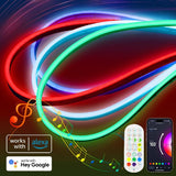 LED Strip Light 12V RGB Rope with Music Sync Timer IP65 Waterproof DIY Neon Lights for Bedroom Indoors Outdoors