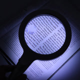Handheld Magnifying Glass Silver White Ergonomic Handle Metal Large Illuminated Magnifier for Inspection for Seniors for Coins