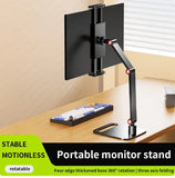 Portable Monitor Holder for 12-17.3 Inch Screen No Drilg Phone Adjustable Laptop Gaming Expandable Desktop Clamp Stand