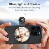 Clip-on Back Camera Selfie Mirror Carry Bag Clean Cloth for i Phone 15/14/13/12/11 Android Smartphone