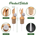2 Pack Golden with Cork Spout Liquor Pourers Olive Oil and Vinegar Stopper for Kitchen