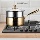 Saucepan with Lid Pasta Cookware Ergonomic Handle Deep Frying Pot Milk Soup Pan