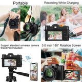 4K Digital For Photography and Video Auto focus Anti-Shake 48MP Compact Vlogging Camera 3' '180°Flip Screen with Flash