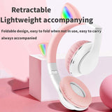 Cute Cat Ear Bluetooth 5.0 Headphone Kids Girls Music Headset Wireless RGB Earphone TF Card Gaming Headphones With Mic