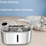 3L USB 5V Sensor Stainless Steel Charging Wireless Induction Cat Dog Automatic Drinking Fountain Pet Water Dispenser Bowl