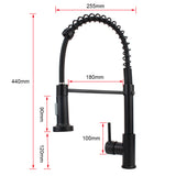 360 Degree Rotation Kitchen Faucet Spring Style with Spray Mixers Taps Deck Mounted Mixer Tap Matte Black Kitchen Sink