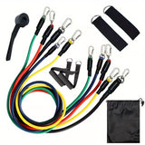 Unlock Your Fitness Potential at Home: 11pcs TPE Resistance Bands Set with Door Anchor, Handles