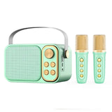 Portable RGB LED Light Karaoke With 1-2 Wireless Microphones 7 types Voice Effects Bluetooth Speaker System HIFI Stereo Surround