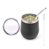2X Double-Wall Stainless Yerba Gourd Mate Tea Set Water Mate Tea Cup With Lid Spoon Straw Bombilla Head Filter Brush