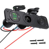 Prewired 3 In 1 Cigarette Lighter Quick Charge 3.0 QC3.0 Dual USB Socket Voltmeter Toggle Switch for Marine Boat Truck RV