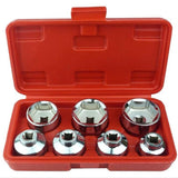 7 PCS Oil Socket Remover Removal for Cars Truck Filter Wrench Hand Tool w/Box 24mm 27mm 29mm 30mm 32mm 36mm 38mm