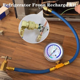 Refrigerator Freon Recharge Hose with Gauge Kit R134A R12 R22,with BPV31 Piercing Tap Vae,for A/C Refrigerant System