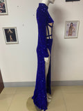 Blue Siren Ji Sequin See-through Dress With High Slit